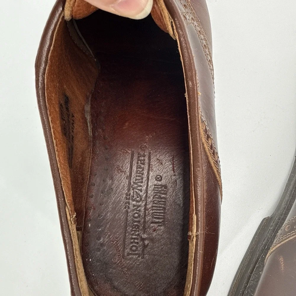 Johnston &‎ Murphy Brown Leather Plain Toe Dress Shoes Men's Size 11 M / Italy